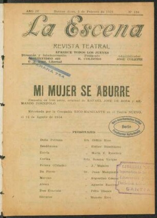 Mi mujer se aburre : comedia en tres actos
