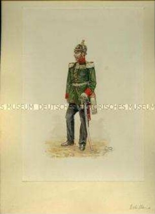 Uniformdarstellung, Offizier der Artillerie, Sachsen, um 1900.