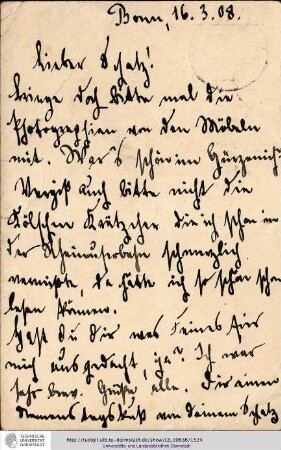 Postkarte vom 16.03.1908