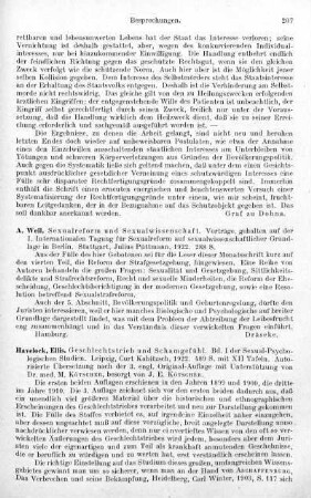 207, A. Weil. Sexualreform und Sexualwissenschaft. 1922