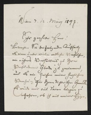 Brief von Max Kalbeck an Gerhart Hauptmann