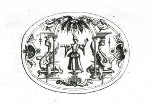 Groteske mit Tänzerin : Groteske mit Tänzerin. Aus: Inventions chinoises III, Bl. 28. Kupferstich; 145 x 209 mm. Dresden: Kupferstich-Kabinett in B 1156, 2 (III)
