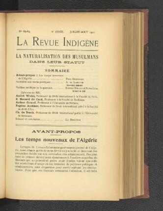 No. 63-64, 6e Année, Juillet-Aout 1911.