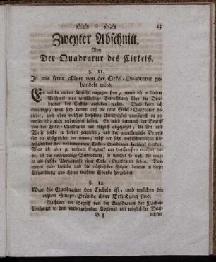 Zweyter Abschnitt. Von der Quadratur des Cirkels