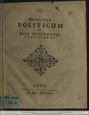 Problema politicum de pace in Germania concilianda