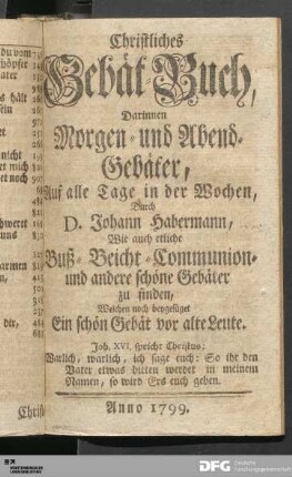 Christliches Gebät-Buch
