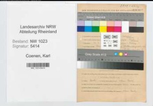 Entnazifizierung Karl Coenen , geb. 16.04.1904 (Lehrer)