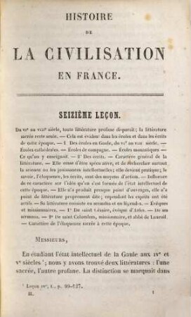 Histoire de la civilisation en France : depuis la chute de l'empire romain, 2