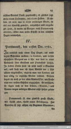 IV. Portsmouth, den 20sten Dec. 1781