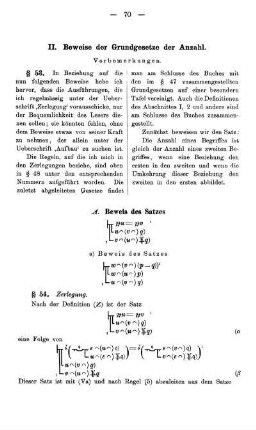 II. Beweise der Grundgesetze der Anzahl.