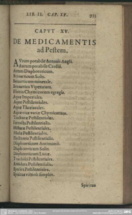 Caput XV. De Medicamentis ad Pestem