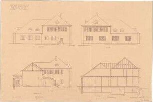 Fischer, Theodor; Bad Tölz (Bayern); Gewerbehalle - Ansichten, Querschnitt, Längsschnitt