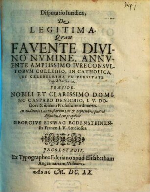 Disp. iur. de legitima