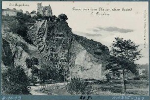 Postkarte mit Blick aus dem Plauenschen Grund zur Begerburg in Dölzschen bei Dresden