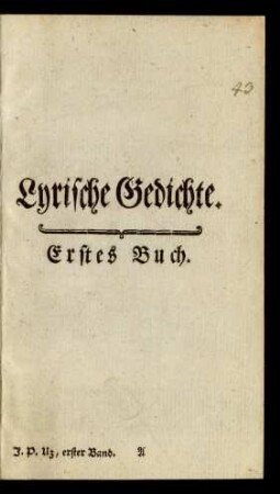 Lyrische Gedichte. Erstes Buch