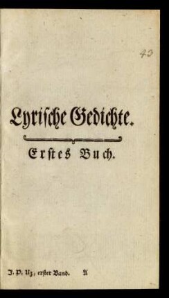 Lyrische Gedichte. Erstes Buch