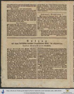 Auszug aus einem kurfürstlich-badischen Organisations-Edikt.