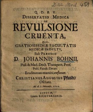 Dissertatio medica de revulsione cruenta