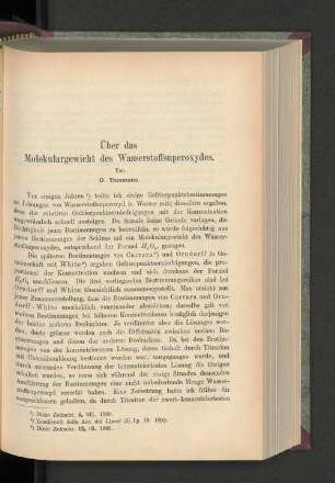 Über das Molekulargewicht des Wasserstoffsuperoxyds.
