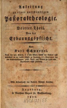 Anleitung zu einer vollständigen Pastoraltheologie, 3. Von der Erbauungspflicht