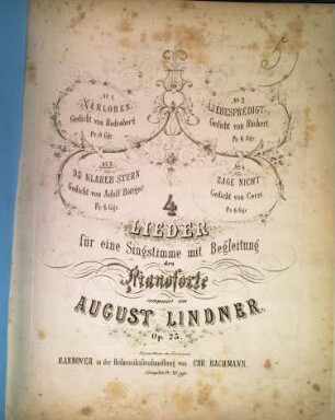 4 Lieder für eine Singstimme mit Begleitung des Pianoforte : op. 23, 3. Du klarer Stern