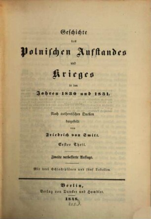 Geschichte des polnischen Aufstandes und Krieges in den Jahren 1830 und 1831 : nach authentischen Quellen, 1