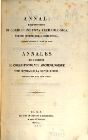 Annali dell'Instituto di Corrispondenza Archeologica : = Annales de l'Institut de Correspondance Archéologique. 22. 1850
