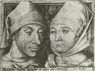 Selbstbildnis mit seiner Frau Ida : Meckenem, Israhel van : Selbstbildnis mit seiner Frau Ida. Kupferstich. Dresden: Kupferstich-Kabinett