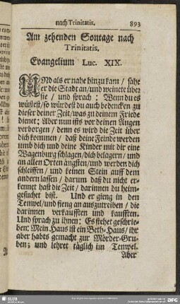 Am zehenden Sontage nach Trinitatis. Evangelium Luc. XIX
