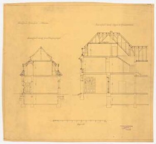 Landhaus Dr. Franz Oppenheim, Berlin-Wannsee: Querschnitt durch Küchenflügel und Loggia, 1:50