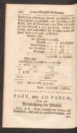 Pary, oder Ad Parem, Das ist: Vergleichung der Wechsel
