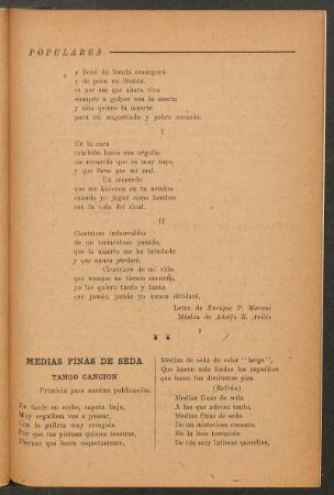 Medias finas de seda : Tango canción