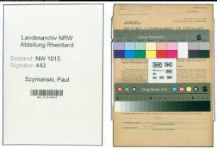 Entnazifizierung Paul Szymanski , geb. 26.02.1890 (Kaufmaennischer Angestellter)