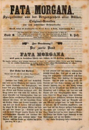 Fata Morgana : Spiegelbilder aus der Vergangenheit aller Völker ; Original-Novellen treu nach authentischen Geschichtswerken. 2. [ca. 1850]
