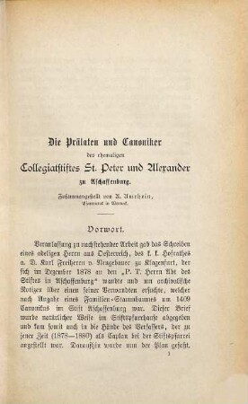 Die Prälaten und Canoniker des ehemaligen Collegiatstiftes St. Peter und Alexander zu Aschaffenburg : Festgabe zur 900jährigen Jubelfeier der Stiftskirche