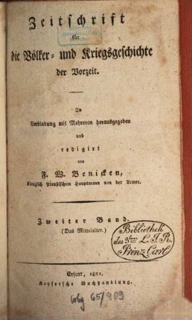 Zeitschrift für die Völker- und Kriegsgeschichte der Vorzeit. 2. 1821