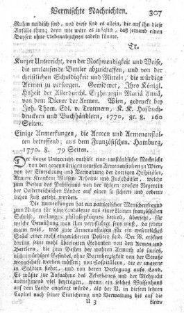 Einige Anmerkungen, die Armen und Armenanstalten betreffend.