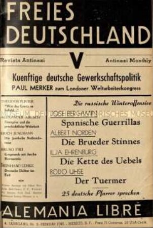 Zeitschrift der antifaschistischen Emigration. 4. Jahrgang, 1944/45