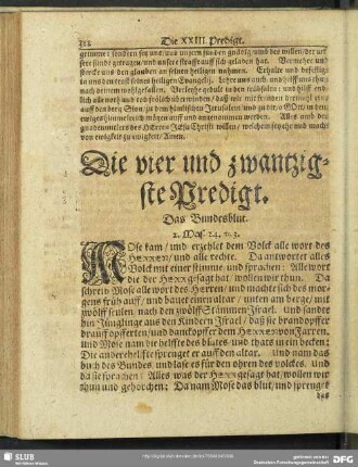Die vier und zwantzigste Predigt. Das Bundesblut. 2.Mos.24.v.3