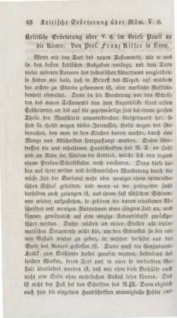 46-58 Kritische Erörterung über V. 6. im Briefe Pauli an die Römer