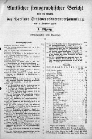 Sitzung 1, 7. Januar 1926