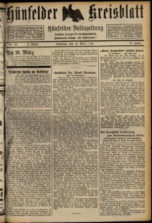 Zweite Ausgabe vom Samstag, den 16. März 1929.