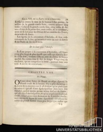 Chapitre VIII. Du Plomb.