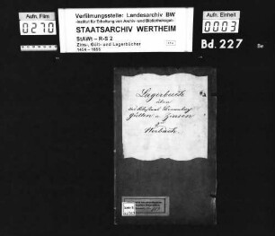 Lagerbuch über des Klosters Bronnbach Gülten und Zinsen zu Werbach (mit Vornamenregister)