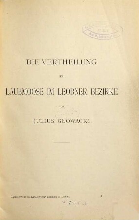 Jahresbericht des Landesobergymnasiums zu Leoben : veröffentlicht am Schlusse des Schuljahres .... 1892