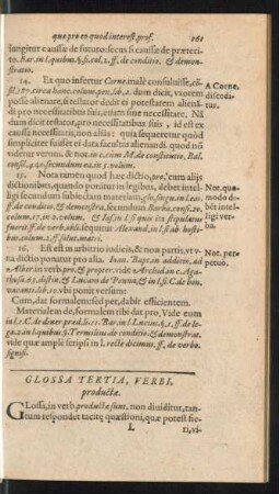 Glossa Tertia, Verbi, productae.