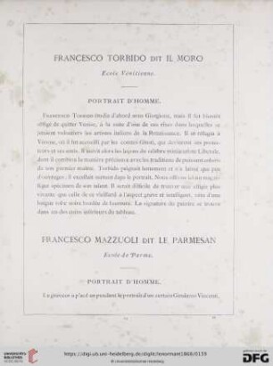 Francesco Torbido dit Il Moro / Francesco Mazzuoli dit Le Parmesan