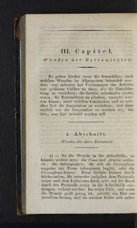 III. Capitel. Wunden der Extremitäten.
