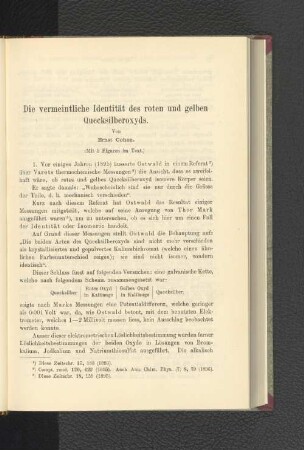 Die vermeintliche Identität des roten und gelben Quecksilberoxyds.