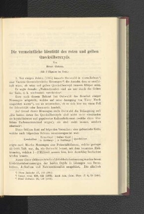 Die vermeintliche Identität des roten und gelben Quecksilberoxyds.